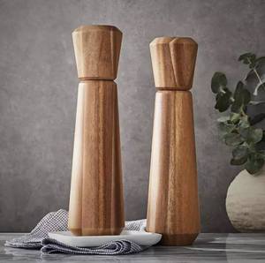 lot 233 image: NEW Members Mark Acacia Salt and Pepper Mill Set, Natural Wood