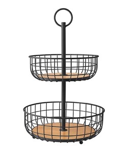 lot 238 image: Members Mark 2 Tier Wire Basket Stand - Black