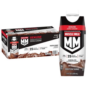 lot 236 image: NEW Muscle Milk Genuine Protein Shake, Chocolate 11 fl. oz., 18 pk.