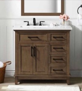 lot 123 image: OVE Dylan 36 Bathroom Vanity in Almond Latte - Damaged Top
