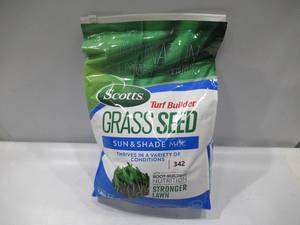 lot 342 image: NEW Scotts Turf Builder Grass Seed Sun & Shade Mix, Grows in Extreme Conditions & Spreads for a Durable Lawn, 12 lbs.