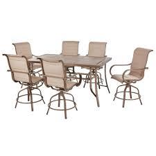 Home Decorators Collection Sun Valley 7 Piece Aluminum Outdoor Patio Bar Height Dining Set with Sunbrella Sling Customer Returns See Pictures KX REAL DEALS INDOOR OUTDOOR FURNITURE BRANDED TOOLS APPLI...