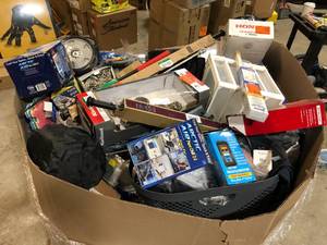 Gaylord of Assorted Tools Hardware and General Merchandise  Various Models and Conditions  Customer Returns See Pictures