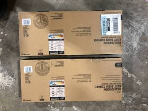 Lot of 2 LED RedGreen Exit Sign Combo with Battery Backup  Customer Returns See Pictures