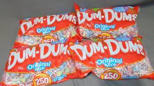 4 Pack Lot Dum Dums Original Flavor Mix Lollipops & Suckers, Party Candy, 250 count Dated 080826