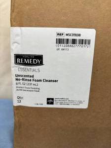 lot 76 image: 2 Cases (12 each per case) NEW Medline MSC09108 8 fl. oz. Remedy Essentials Unscented No-Rinse Foam Cleanser