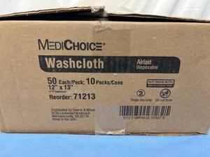 lot 84 image: 1 Case (500 each) NEW MediChoice 71213 12 x 13 Single-Use Airlaid Disposable Washcloth 