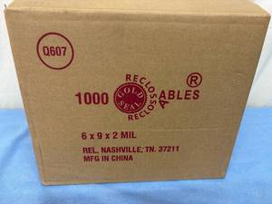lot 87 image: 1 Case (1000 each) NEW Gold Seal Q607 6 x 9 x 2mil Reclosable Color Coded Biohazard Lab Zip Close Specimen Bag 