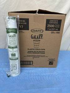 lot 97 image: 1 Case (2500 each) NEW Dart Y7&nbspTranslucent&nbsp7 fl. oz. Conex Galaxy Plastic Cold Cups 