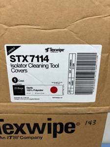 lot 101 image: MSRP $1500  3 Cases (125 covers & 25 pads per case) Texwipe STX7114 8 x 5 Sterile 100% Polyester Isolator Cleaning Tool Covers -&nbspPolyester Mop Covers & Polyester Foam Pads - Fits Most Mops 