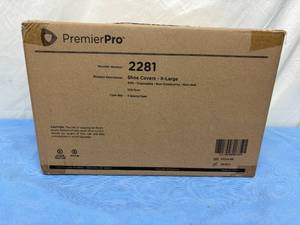 lot 106 image: 1 Case (300 each) NEW PremierPro 2281 SMS Disposable Non-Conductive Non-Skid Fluid Resistant Shoe Covers - Size XL