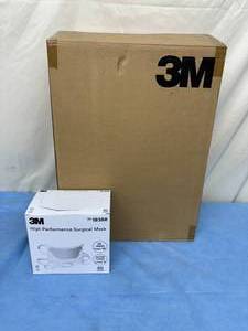 lot 110 image: 1 Case (600 each per case) NEW 3M 1838R Single-Use Latex-Free High-Performance Fluid Resistant Surgical Duckbill Masks - helps reduce fogging and conforms to face without collapsing