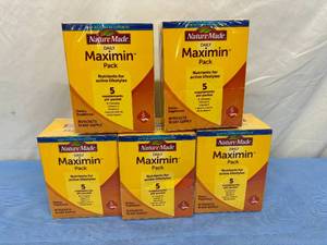 lot 113 image: Lot of 5 Boxes (30 Daily Packages Per Box) NEW Nature Made 1030 Daily Maximin 5 Supplement Pack 
