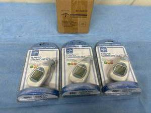 lot 126 image: 1 Box (3 each per box) NEW In Retail Packages Medline&nbspMDS9698LBX&nbspProfessional Accuracy Digital Instant Read Temple Thermometers 