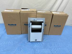 lot 128 image: Lot of 4 NEW Bradley 5412-000000 BX Stainless Steel Restroom Toilet Paper Tissue Dispensers