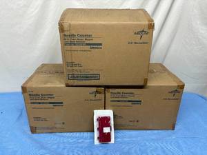 lot 148 image: 3 Cases (50 each per case) NEW Medline O.R. Necessities NC20FBR 25-Pack Sterile Latex-Free Needle Counter - 20 Ct. Foam BlockMagnet with Blade Remover 