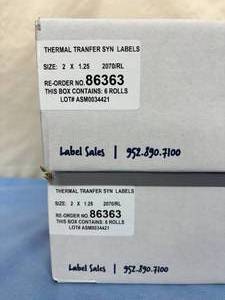 lot 13 image: MSRP $560 2 Cases (6 rolls each per case) NEW Caresfield 86363 2 x 1.25 Thermal Transfer Labels