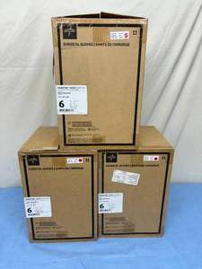lot 24 image: MSRP $1000  3 Cases (200 pairs each per case) NEW Medline MSG5960 Signature Latex Essential Powder Free Surgical Gloves -beaded cuff design ensures easy donning and doffing- textured surface improves grip - Size 6 (SOLD On Ebay $120 Per Case)