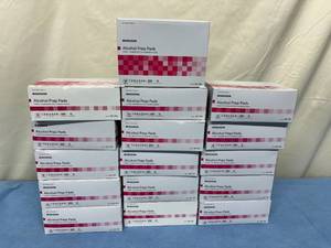 lot 26 image: Large Lot of 16 Boxes (200 each per box) NEW McKesson 58-204 200-Pack Sterile 70% vv Isopropyl 1.2 x 2.6 Alcohol Prep Pads