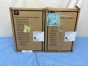 lot 39 image: MSRP $700  2 Cases (200 pairs each per case) NEW Medline MSG5985 Signature Latex Essential Powder Free Surgical Gloves -beaded cuff design ensures easy donning and doffing- textured surface improves grip - Size 8.5 (SOLD On Ebay $120 Per Case)