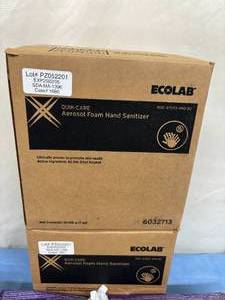 lot 61 image: 2 Cases (12 each) NEW Ecolab 6032713 7 oz. Quik-Care 62.5% Ethyl Alcohol Aerosol Foam Hand Sanitizer and Lot of 8 PDI Sani-Cloth Super Germicidal Disinfectant Wipes - Large