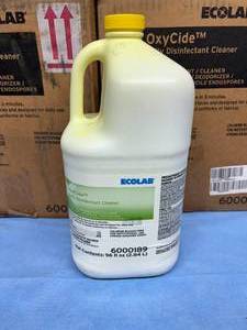 lot 155 image: MSRP $1200  3 Cases (2 each per case) NEW Ecolab 6000189 96 fl. oz. OxyCide Daily Chlorine Bleach Free One-Step Disinfectant Cleaner Deodorizer with Sporicidal Activity - 