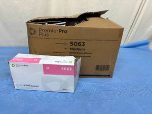 lot 156 image: 1 Case (2000 each) PremierPro Plus 5063 Nitrile Exam Gloves - Size Medium 