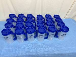 lot 165 image: Lot of 24 NEW Whirley Drink Works TM-32 32 oz. SSMHealth Womens Health  Thermo Mug with Swivel Lide and Straw