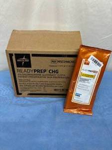 lot 181 image: Lot of 33 (11 bundles of 3 packs, 2 cloths per pack) NEW Medline MSC098CHG 9 x 10.5 ReadyPREP CHG 2% Chlorhexidine Gluconate Patient Preoperative Skin Preparation Disposable Cloth - Expiration 525