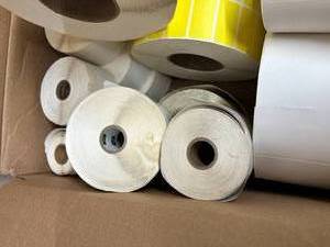 lot 191 image: Lot of various rolls of labels including Zebra branded labels