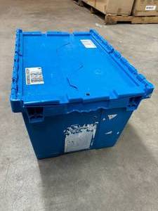 lot 192 image: Lot of 7 Stackable Storage Tote Boxes -various manufacturers - great condition
