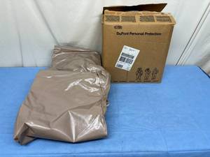 lot 201 image: 1 Case (6 each) NEW Dupont Chemical-Resistant Coveralls C3122T Tan 2XL -Protection against chemical splash & potential exposure to chemical warfare agents - Defense for&nbsphazardous waste cleanup, industrial hazmat teams & fire department use