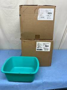 lot 211 image: 2 Cases (50 each per case) NEW Medegen H362-07 Rectangular Wash Basins - Turquoise 