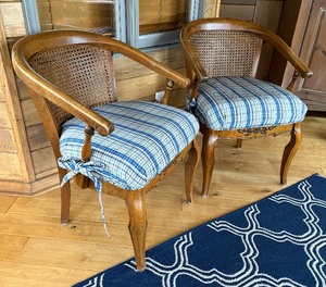 lot 66 image: Pair of French Style Caned Arm Chairs