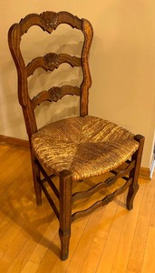 lot 135 image: Charming Vintage Ladder Back, Rush Seat Chair