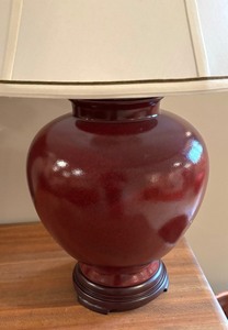 lot 184A image: Burgundy Ceramic Table Lamp