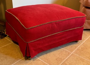 lot 274 image: Radiant Red Vintage Ottoman on Casters