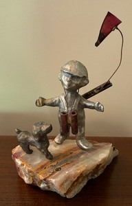 lot 293 image: Two Vintage Metal Sculptures on Marble Bases