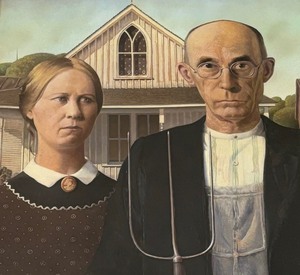 lot 295 image: American Gothic Print by Grant Wood