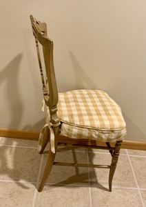 lot 243 image: Wooden Accent Chair with Plaid Seat Cover