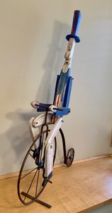 lot 170 image: Uncle Sam Carved Wood Figurine on Metal Bike
