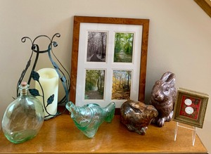 lot 161 image: Beautiful Home Decor, including Glass Bottles, Picture Frame, Candle Holder and More