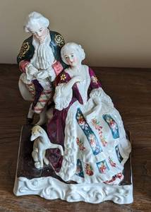lot 360A image: Vintage Painted Porcelain Figurine and Inkwell