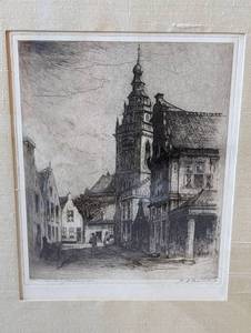 lot 394A image: Four Framed Vintage Etching Prints