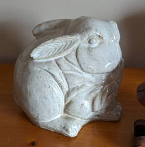 lot 86A image: Adorable Decorative Wood and Ceramic Bunny Figurines