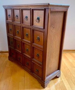 lot 23 image: Awesome Apothecary Style Sixteen Drawer Cabinet