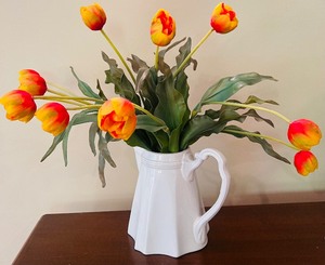 lot 334 image: Two Beautiful Summer Faux Tulip Flowers in Vintage Vases