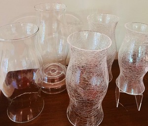 lot 327 image: Gorgeous Hurricane Candle Holders in Clear and Crackle Glass