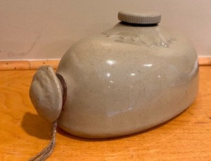 lot 313A image: Vintage Stoneware Hot Water Bottle Bed Warmer & Stoneware Hot Water Foot Warmer