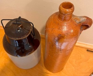 lot 315 image: Antique Weir Stoneware Fruit Jar & Rhenser Mineralbrunnen Rhens a Rhein Deutschland Germany Salt Jug Mineral Water